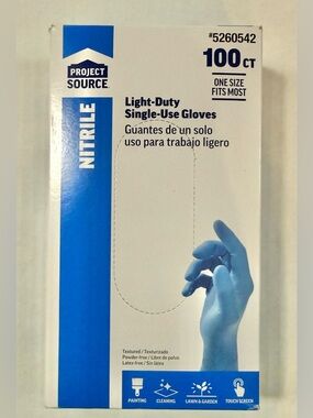 NWT Project Source Textured Grip Nitrile Disposable Cleaning Gloves